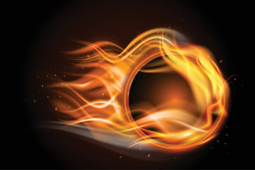Fototapeta na wymiar Realistic circle fire flame offer banner