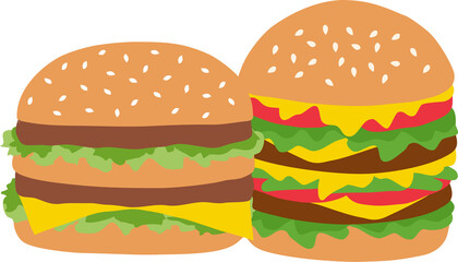 Two hamburgers on png background