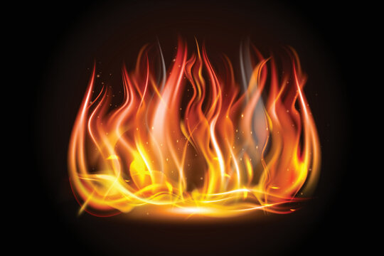 Realistic fire flame banner background