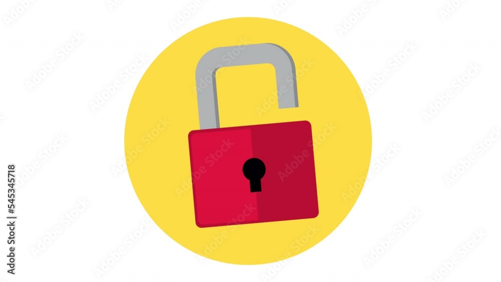 Poster safe secure padlock open animation