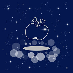 Obraz na płótnie Canvas Apple, fruit, food, diet, vegetarianism, harvest. Banner, illustration with dark blue color background. New concept backdrop, glitter