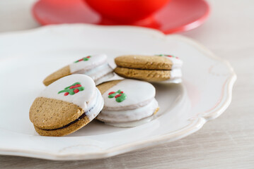 Christmas gingerbread cookies on table