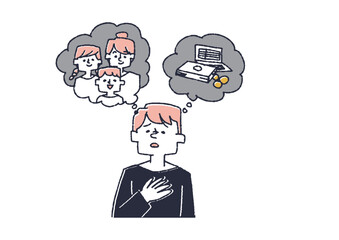 がんになって残されるかもしれない家族や治療費について悩む男性