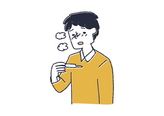 発熱している男性のイラスト
