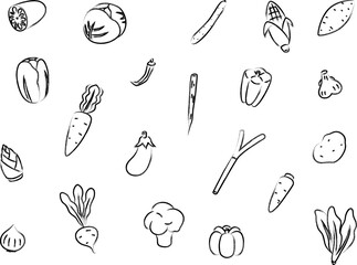 筆書き野菜壁紙イラストアイコンセット