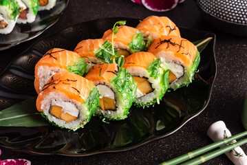 japanese sushi on the dark background