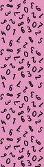 template with the image of keyboard symbols. a set of numbers. Surface template. pastel purple background. Vertical banner for insertion into site.
