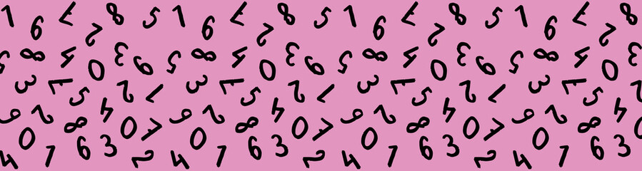 template with the image of keyboard symbols. a set of numbers. Surface template. pastel purple background. Banner for insertion into site.