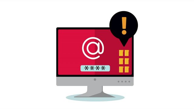 desktop with arroba symbol animation
