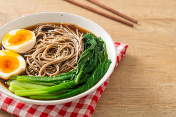 ramen noodles with egg - vegan or vegetarian food style
