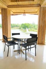 empty table and chair in restaurant