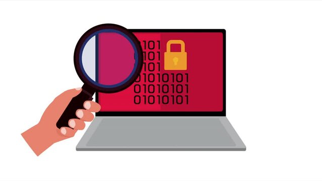 laptop with binary code cyber security