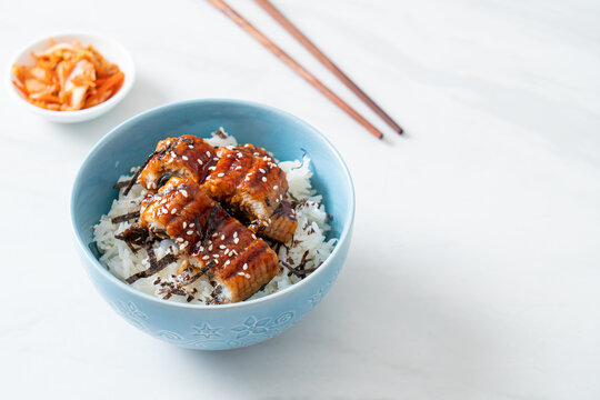 eel rice bowl or unagi rice bowl
