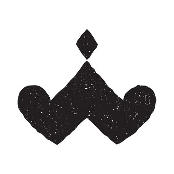 Grunge Letter W Folded Crown