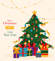 Fototapeta premium christmas tree with gifts