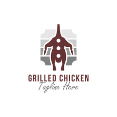 grilled chicken vector illustration logo