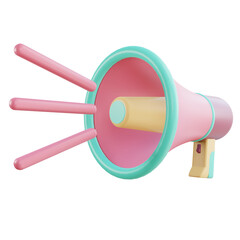 Isolated 3d rendering object of megaphone with transparent background. PNG file