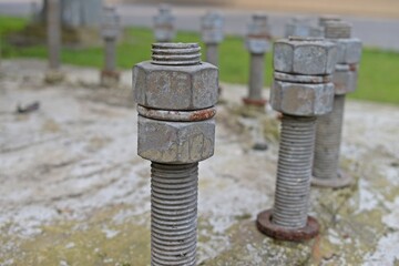 Metal bolts and nuts group