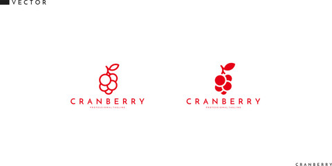 Red cranberry logo. Line style