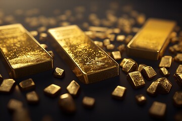Stack of gold bars at finance vault - 545351999