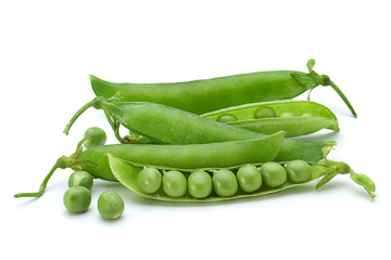 Fresh peas on white