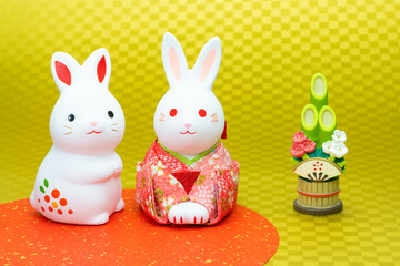 写真素材:令和5年・2023年の干支は卯（う・うさぎ）　卯年の年賀状素材（和風、和紙、千代紙、お正月小物等）