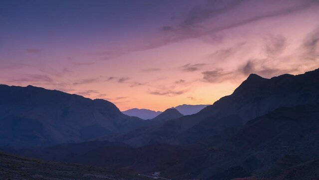 Sunset sky 4K time lapse on the Jebel shams mountain in Oman