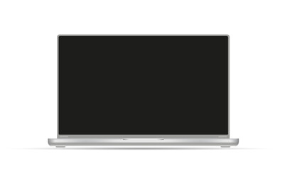 A modern laptop with a blank black screen. Vector image, 3d.