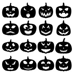 Halloween Pumpkin Face Collection, Vector illustration