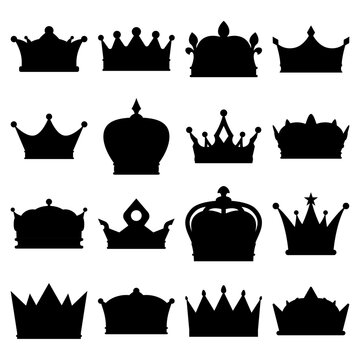 Set of Crown in flat style isolated