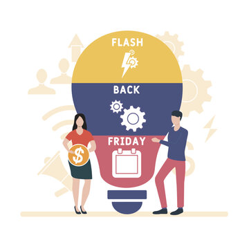 FBF - Flashback Friday acronym. business concept background.  vector illustration concept with keywords and icons. lettering illustration with icons for web banner, flyer, landing