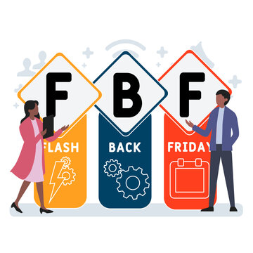FBF - Flashback Friday acronym. business concept background.  vector illustration concept with keywords and icons. lettering illustration with icons for web banner, flyer, landing