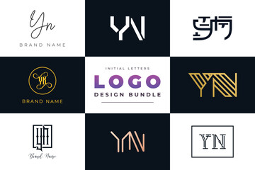 Initial letters YN Logo Design Bundle - obrazy, fototapety, plakaty