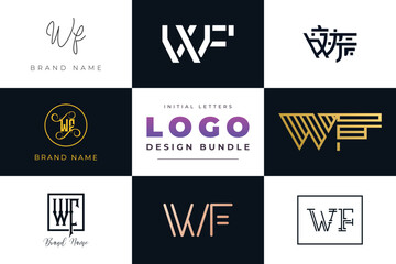 Initial letters WF Logo Design Bundle