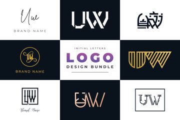 Initial letters UW Logo Design Bundle