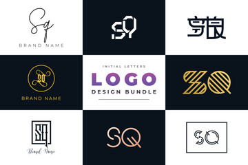 Initial letters SQ Logo Design Bundle