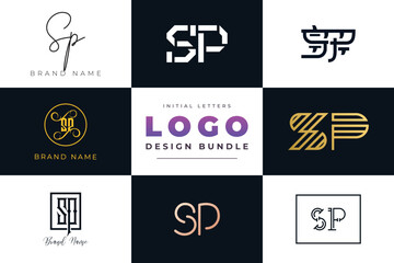 Initial letters SP Logo Design Bundle