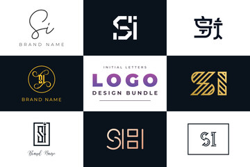 Initial letters SI Logo Design Bundle