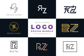 Initial letters RZ Logo Design Bundle