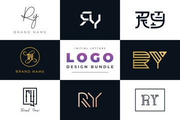 Initial letters RY Logo Design Bundle