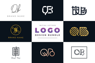 Initial letters QB Logo Design Bundle