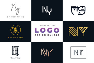 Initial letters NY Logo Design Bundle