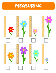 Measuring length  with ruler. Education developing worksheet. Game for kids.Vector illustration. practice sheets.Brush measurement in inches. - obrazy, fototapety, plakaty