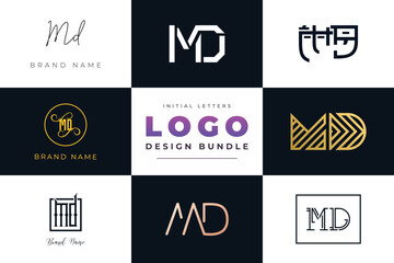 Initial letters MD Logo Design Bundle