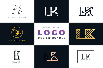 Initial letters LK Logo Design Bundle