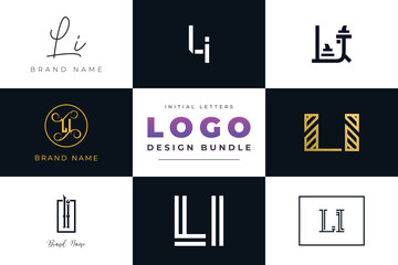 Initial letters LI Logo Design Bundle