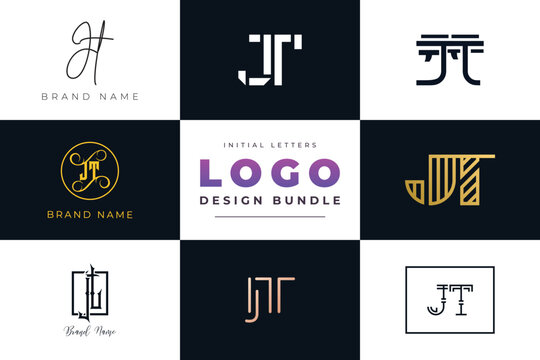 Initial letters JT Logo Design Bundle