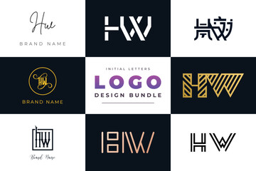 Initial letters HW Logo Design Bundle