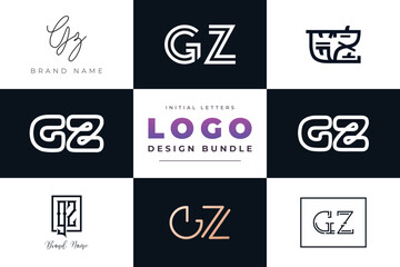 Initial letters GZ Logo Design Bundle