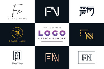 Initial letters FN Logo Design Bundle